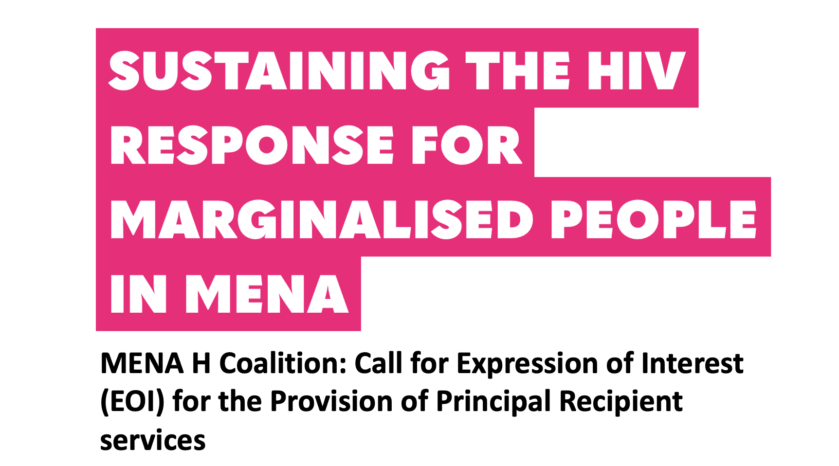 MENA H Coalition: Call for Expression of Interest (EOI) for the Provision of Principal Recipient services